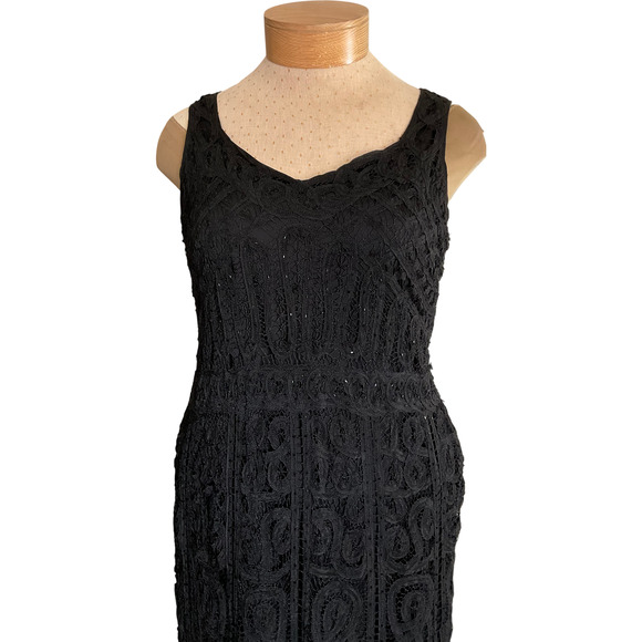 Kroochetta by Phyllis Women's Large Black Dress Raylon Lace Detail Sleeveless - Picture 9 of 10